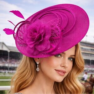 Derby Church Tea Ascot Rose Pink Fascinator Hat